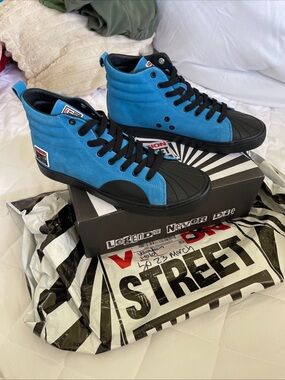 Vision Street Wear Men's sz 11 High-Top Suede skateboard Sneakers teal/blk